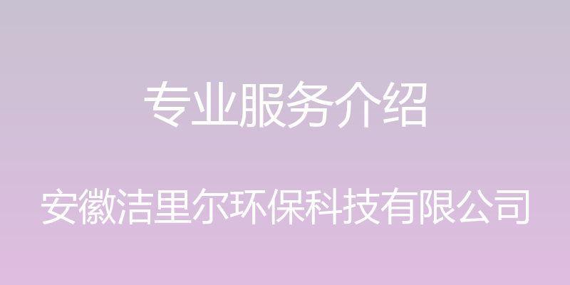 专业服务介绍 - 安徽洁里尔环保科技有限公司