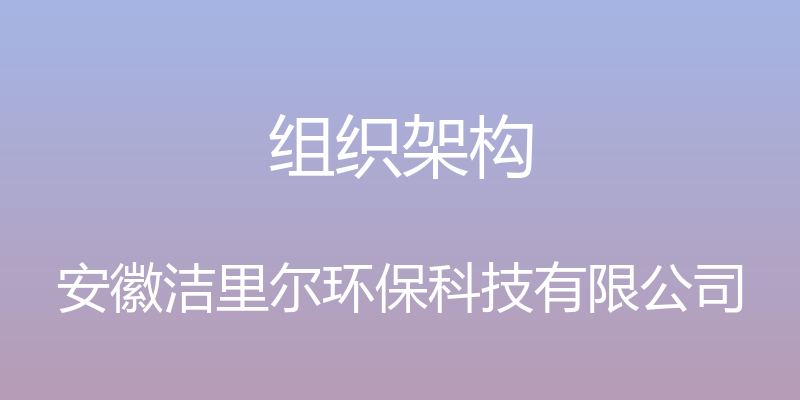 组织架构 - 安徽洁里尔环保科技有限公司